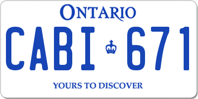 ON license plate CABI671