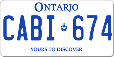 ON license plate CABI674