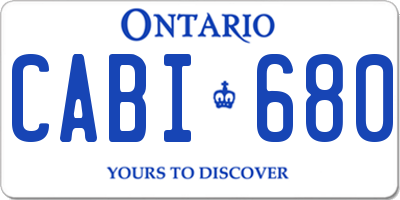 ON license plate CABI680