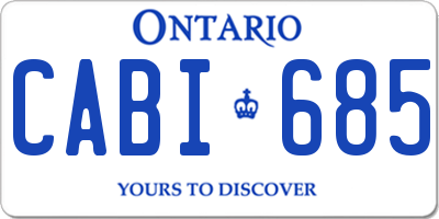 ON license plate CABI685