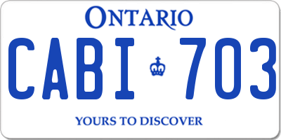 ON license plate CABI703