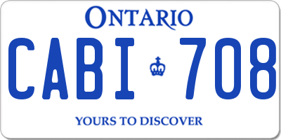 ON license plate CABI708