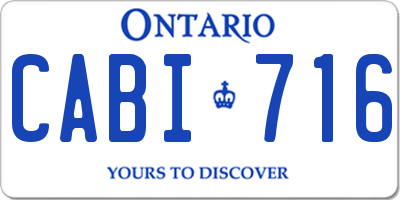 ON license plate CABI716