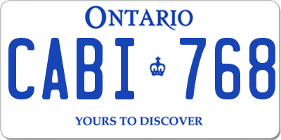 ON license plate CABI768