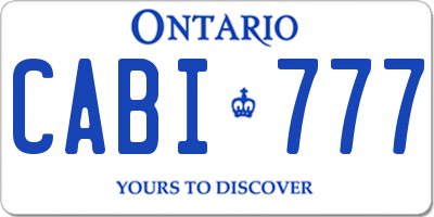 ON license plate CABI777