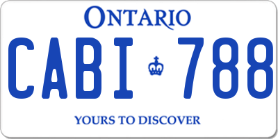 ON license plate CABI788