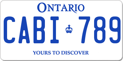 ON license plate CABI789