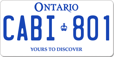 ON license plate CABI801