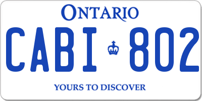 ON license plate CABI802