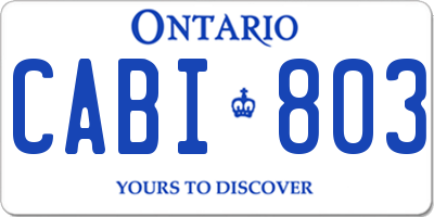 ON license plate CABI803