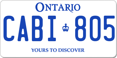 ON license plate CABI805