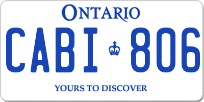 ON license plate CABI806