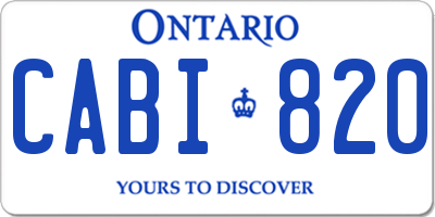 ON license plate CABI820