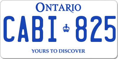 ON license plate CABI825