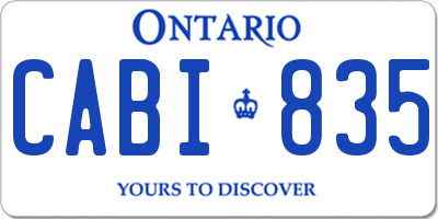 ON license plate CABI835