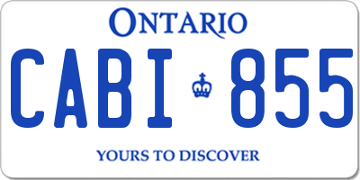 ON license plate CABI855