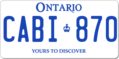 ON license plate CABI870