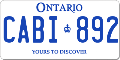 ON license plate CABI892