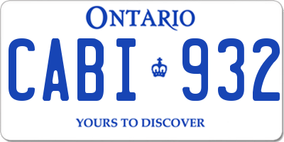 ON license plate CABI932