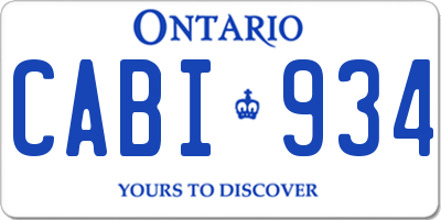 ON license plate CABI934