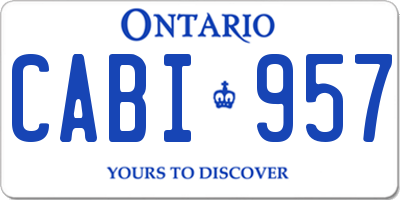 ON license plate CABI957