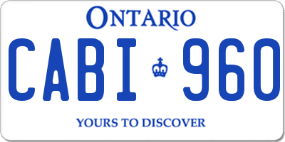 ON license plate CABI960