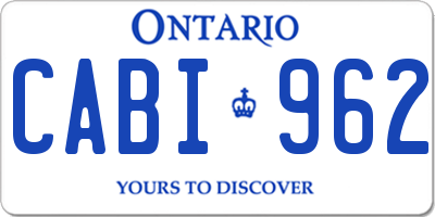 ON license plate CABI962