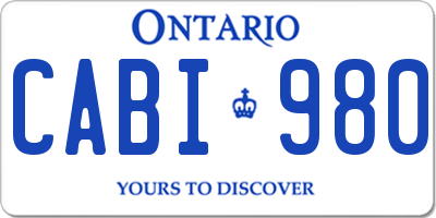 ON license plate CABI980