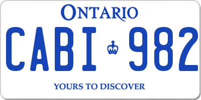 ON license plate CABI982