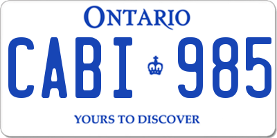 ON license plate CABI985