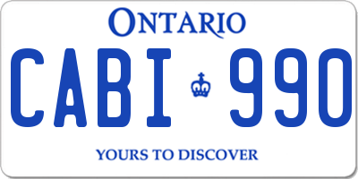 ON license plate CABI990