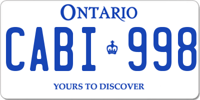 ON license plate CABI998