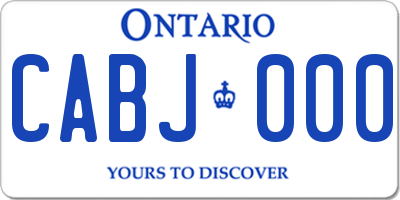 ON license plate CABJ000