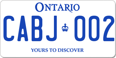 ON license plate CABJ002