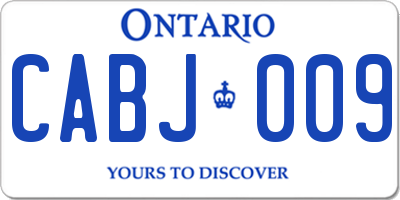 ON license plate CABJ009