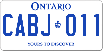 ON license plate CABJ011