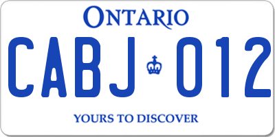 ON license plate CABJ012