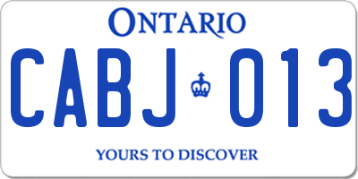 ON license plate CABJ013