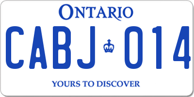 ON license plate CABJ014