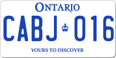 ON license plate CABJ016