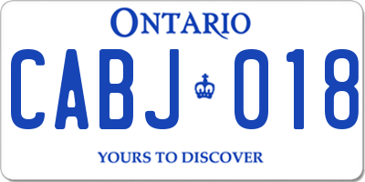 ON license plate CABJ018