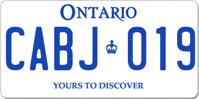 ON license plate CABJ019