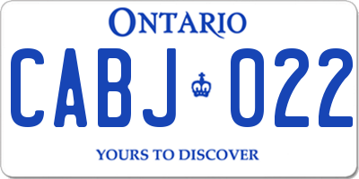 ON license plate CABJ022