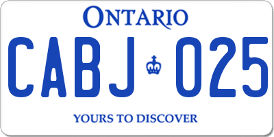 ON license plate CABJ025