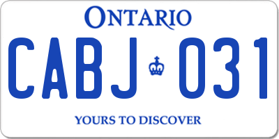 ON license plate CABJ031