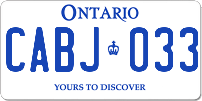 ON license plate CABJ033