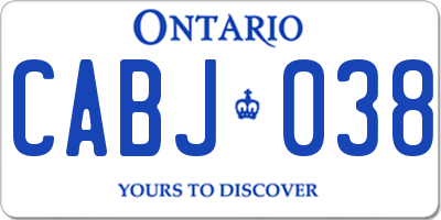 ON license plate CABJ038