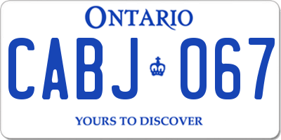 ON license plate CABJ067