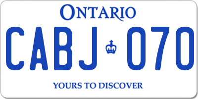 ON license plate CABJ070