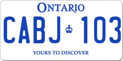 ON license plate CABJ103